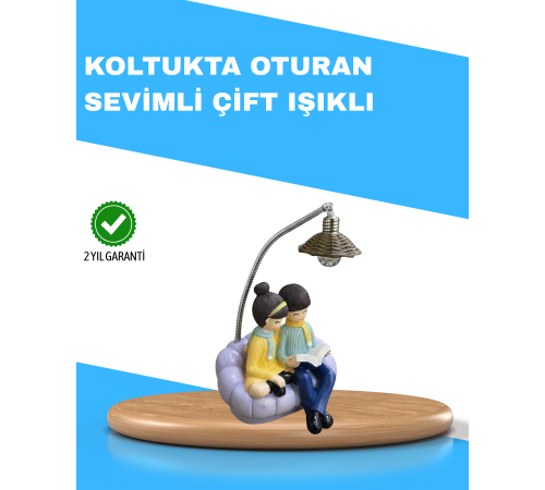 Romantik Çift Temalı Dekoratif Masa Lambası Yumuşak LED Işık