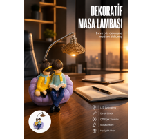 Romantik Çift Temalı Dekoratif Masa Lambası Yumuşak LED Işık