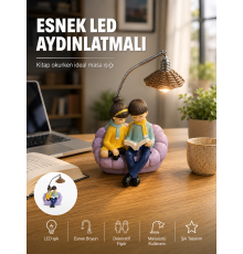 Okuyan Çift Figürlü Dekoratif Gece Lambası Hediye Seçeneği
