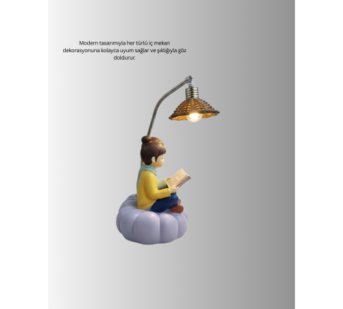 Okuyan Çift Figürlü Dekoratif Gece Lambası Hediye Seçeneği