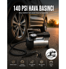 Ağır Hizmet Tipi Oto Kompresör 140 PSI Manometreli