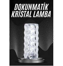 Kristal Lamba Masa Lambası Şarjlı Masa Lambası Dokunmatik Sensör Usb Şarjlı