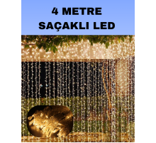 4 Metre Icicle Şelale Led Perde Işık Sarı Aydınlatma