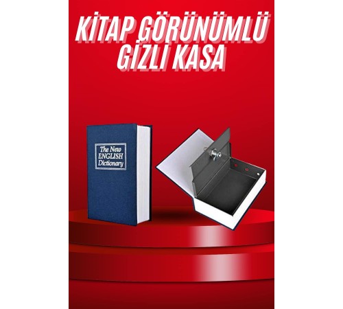 Kitap Görünümlü Gizli Kasa Büyük Boy Anahtarlı Kilitli Para Kasası