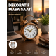 Retro Tarz Bronz Dekoratif Masa Saati Metal Gövde Yüksek Sesli Alarm