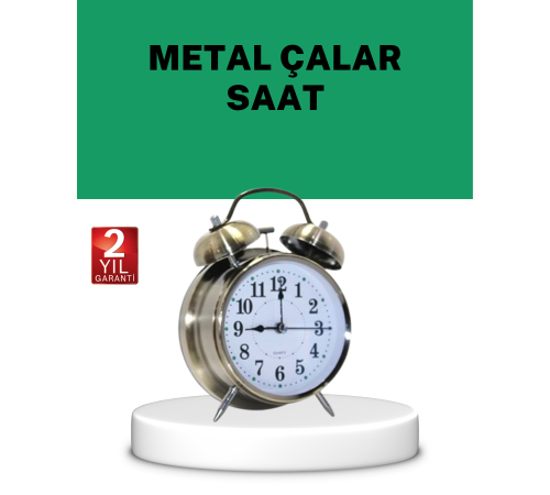 Dekoratif Yuvarlak Gümüş Sessiz Işıklı Masa Üstü Çalar Saat Alarmlı ve Şık Tasarım