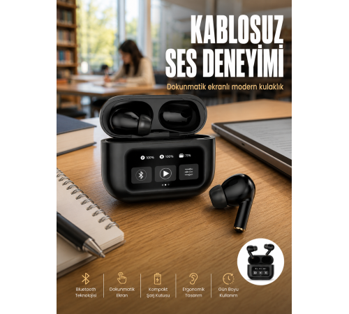 2.Nesil Pro Ekranlı Sesli Görüşme Yapabilen Kablosuz Bluetooth Kulaklık Yeni Nesil