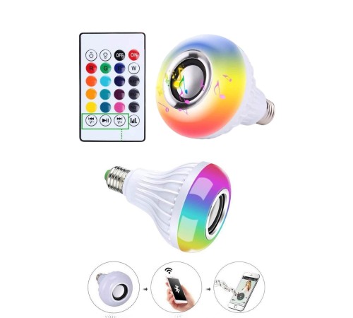 Kumandalı RGB Led Işık Bluetooth Hoparlör Ses Lambası Renkli Ampul