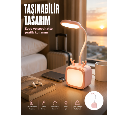 Modern Tasarımlı Şarj Edilebilir LED Gece Lambası
