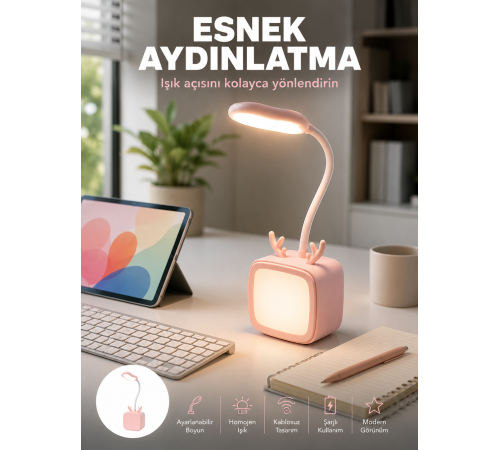 Şarj Edilebilir LED Masa Lambası Kablosuz Taşınabilir Gece Lambası