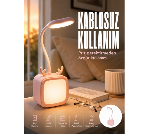 Ayarlanabilir LED Masa Lambası Şarjlı Modern Aydınlatma