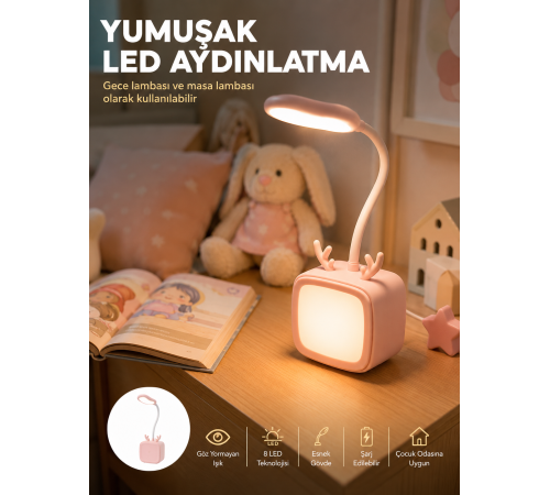 Kablosuz LED Masa ve Gece Lambası Dekoratif Şarjlı Tasarım