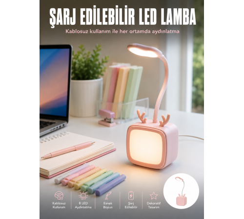 Esnek Gövdeli LED Masa Lambası Taşınabilir Gece Aydınlatması
