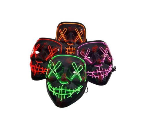 Led Işıklı Neon Maske Cadılar Bayramı Maskesi Korkunç Korku Maskesi