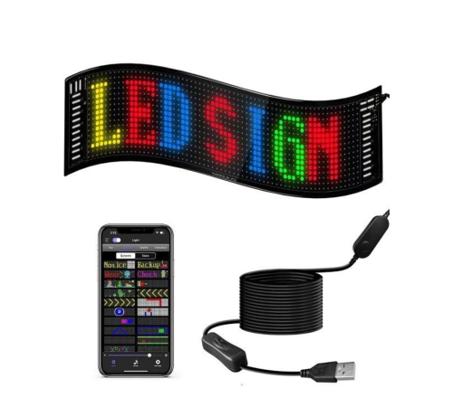 16x96 RGB LED Matrix Panel 60 cm Esnek Yapı Uygulama Kontrollü Kayan Yazı Ekranı