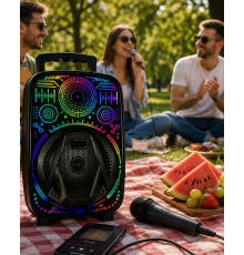 Karaoke Hoparlör RGB LED Işıklı USB FM Radyo Destekli Taşınabilir Speaker