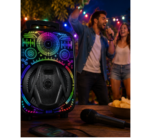 8 İnç Taşınabilir Karaoke Hoparlör Mikrofonlu RGB Işıklı Bluetooth Speaker