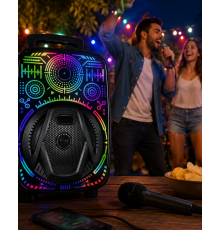 8 İnç Taşınabilir Karaoke Hoparlör Mikrofonlu RGB Işıklı Bluetooth Speaker