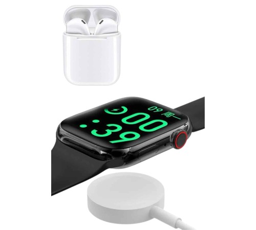 Akıllı Saat Gümüş Kasa Bluetooth Kulaklık Hediyeli Çok Fonksiyonlu İkili Set