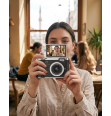 48 MP Kompakt Dijital Kamera 4K Video 8X Zoom ve Flip Ekran Selfie Vlog Uyumlu