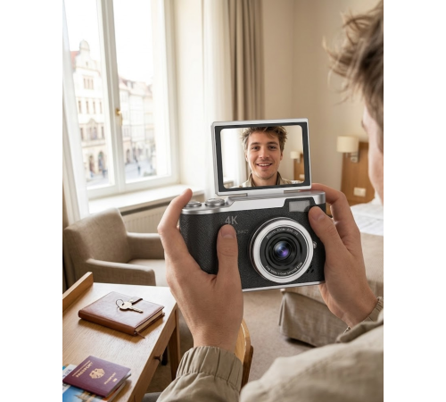 48 MP 4K Dijital Kamera 8X Zoom ve 180 Derece Ekran Yeni Başlayanlar İçin Uygun
