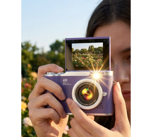 Flip Ekranlı Dijital Kamera 4K Video 48 MP Güzelleştirme Modu