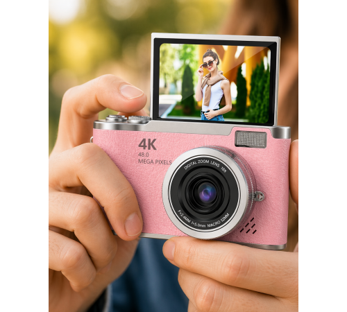 48 MP Dijital Kamera Flip Ekran 18x Zoom Vlog Selfie Kamera