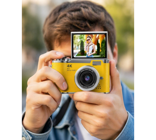 48 MP 4K Dijital Kamera Flip Ekranlı Vlog Selfie Çekim Profesyonel Fotoğraf Makinesi