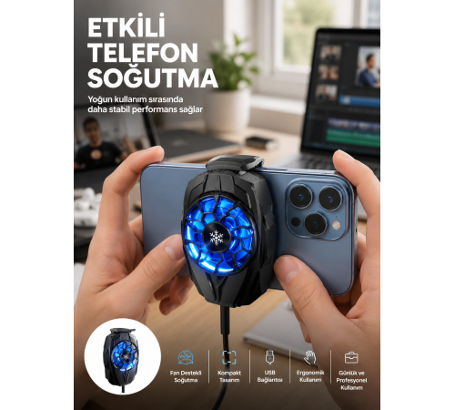 Telefon Soğutucu Fan Güçlü Motor Radyatör Cep Telefon Soğutma