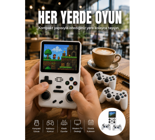 Geniş Ekranlı Taşınabilir Retro Oyun Konsolu Yeni Nesil
