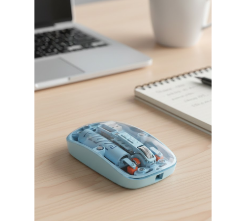 Bluetooth 5.2 ve 2.4G USB Kablosuz Mouse Pilli Mavi Tasarım