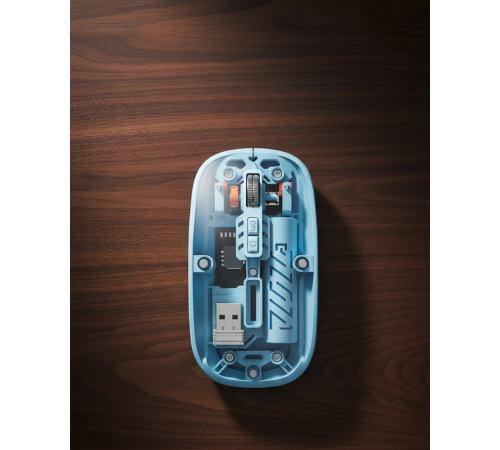 Bluetooth 5.2 ve 2.4G USB Kablosuz Mouse Pilli Mavi Tasarım
