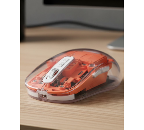 Bluetooth ve USB Destekli Kablosuz Şeffaf Mouse Sessiz Kullanım