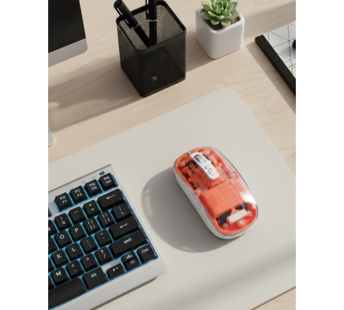 Bluetooth ve USB Destekli Kablosuz Şeffaf Mouse Sessiz Kullanım