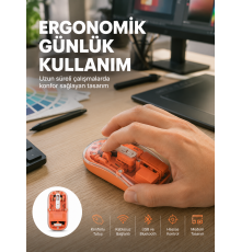 Şeffaf Kablosuz Mouse Bluetooth Bağlantılı Sessiz Tıklama Yeni Nesil