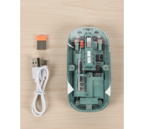 Bluetooth ve 2.4G USB Destekli Pilli Kablosuz Şeffaf Mouse