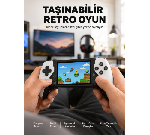 PS1 GBA NES Oyun Destekli Retro Cihaz Yeni Nesil