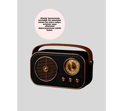 Retro Tarz Kablosuz Radyo – Bluetooth, USB ve TF Kart Girişli