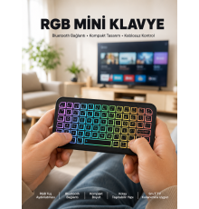Kompakt Siyah RGB Işıklı Bluetooth Mini Klavye