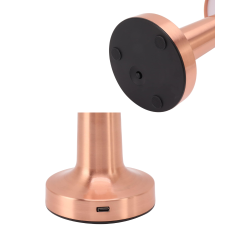 Bronz Dokunmatik Masa Lambası 3 Renk LED Şarjlı Kablosuz USB Çıkışlı