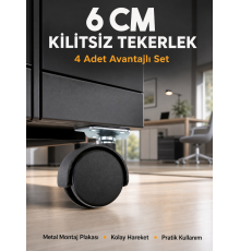 Masa ve Koltuk İçin Kilitsiz Tekerlek Seti 6 cm
