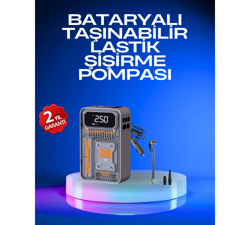 150 PSI Kablosuz Dijital Ekranlı Taşınabilir Araç Lastik Pompası