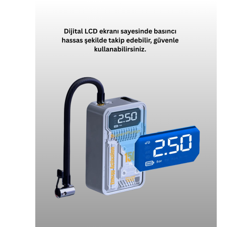 Hızlı Şişirme Güçlü Motorlu 150 PSI Araba Lastik Pompası