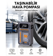 6000mAh Bataryalı LED Ekranlı Akıllı Hava Kompresörü