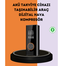 150 PSI Dijital Hava Pompası Akü Takviye ve Powerbank Özellikli
