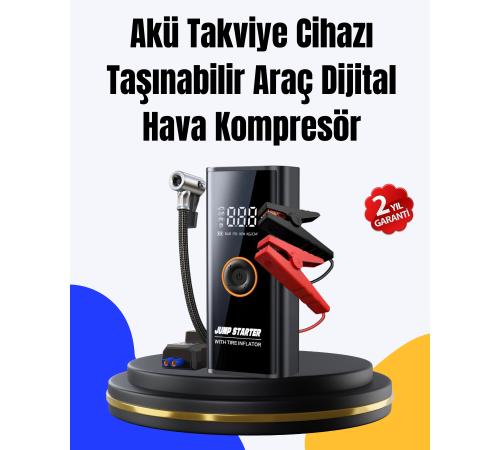 SOS Fenerli Akü Takviye Cihazı Dijital Kompresör Powerbank