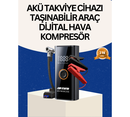 Taşınabilir Akü Takviye ve Akıllı Lastik Şişirme Pompası