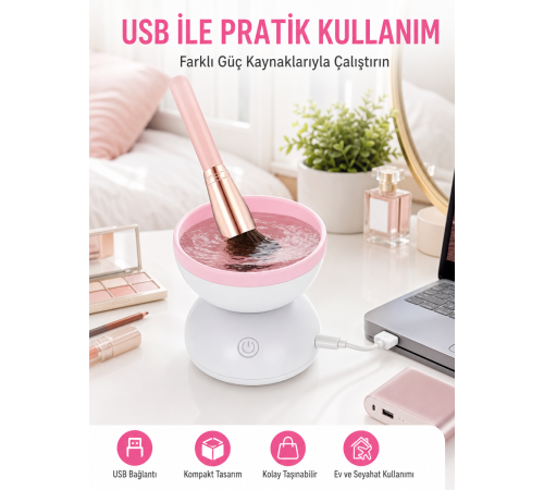Taşınabilir Elektrikli Makyaj Fırçası Temizleme ve Kurutma Cihazı Yeni Nesil