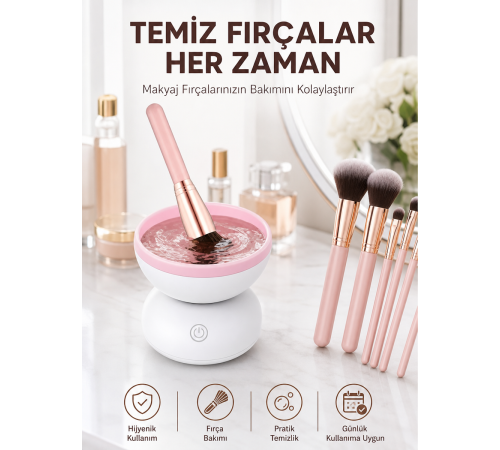 USB Çalışan Otomatik Kozmetik Fırça Temizleme Makinesi Yeni Nesil