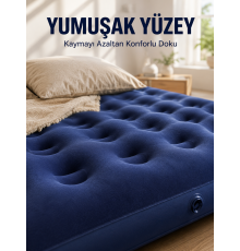 Dış Mekan Şişme Yatak Çift Kişilik Flokeli Yüzey Konforlu Kullanım